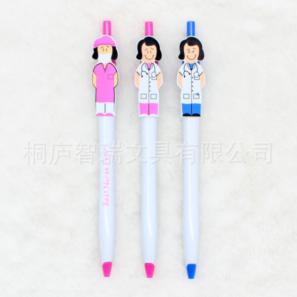 Wholesale Cartoon Plastic Doctor Nurse Pen Clip Ballpoint Pen