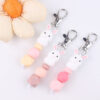 Wholesale Cartoon 3D Little White Rabbit Silicone Beaded Keychain