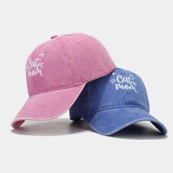 Wholesale Letters CAT MOM Embroidered Washed Baseball Cap