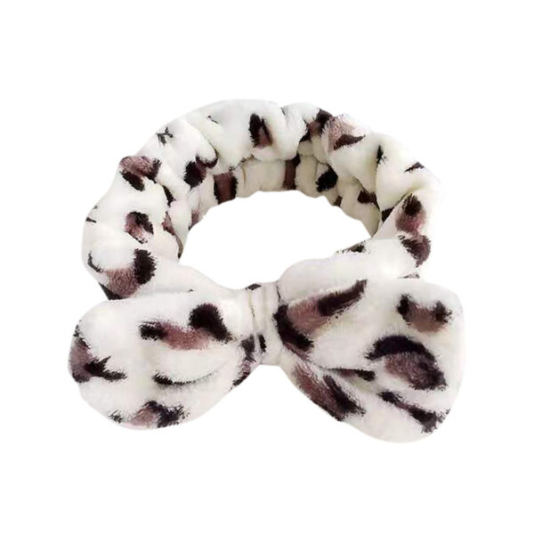 Wholesale Leopard Bow Coral Fleece Headband