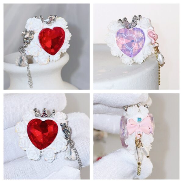 Wholesale Heart-shaped Rose Soft Ceramic Crown Diamond Ball Straight Hole Beads