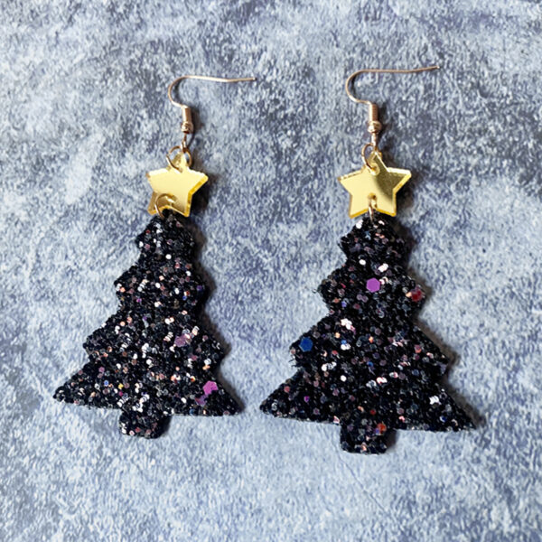 Wholesale Christmas Glitter Gretel Leather Acrylic Earrings