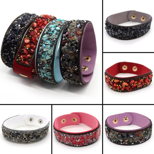 Wholesale Leather Inlaid Gravel Bracelet
