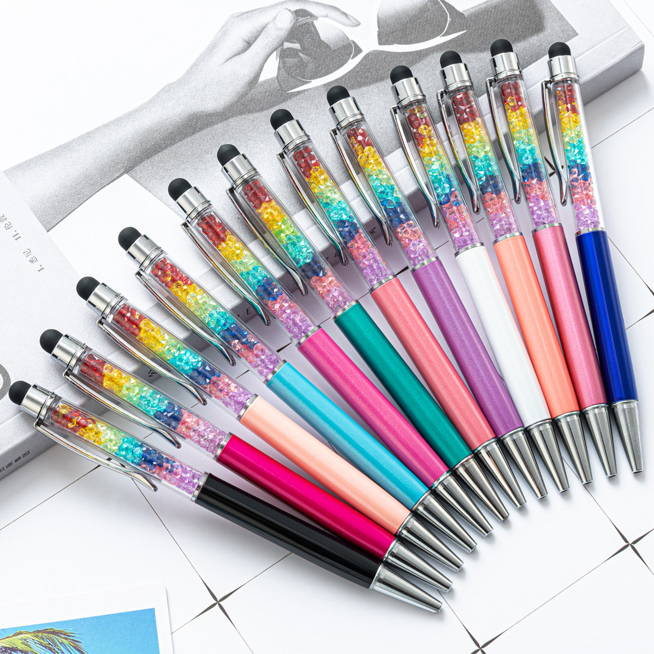 Wholesale Metal Crystal Color Diamond Touch Screen Capacitive Ballint Pen