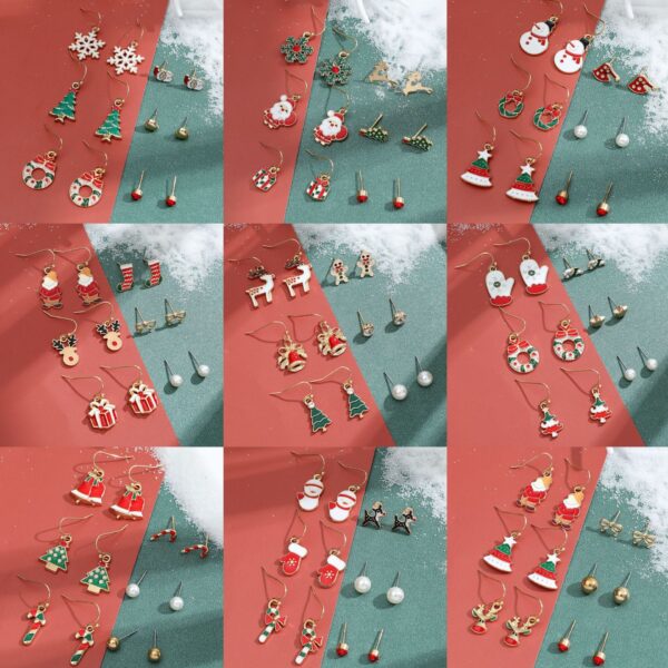 Wholesale Christmas Santa Claus Snowflake Bell Elk Alloy Earrings