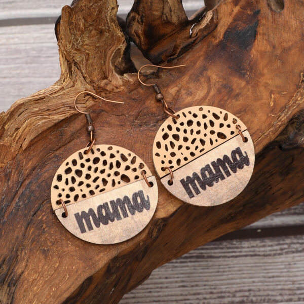 O1CN01hGIvRj1ftMVnwHMbX_3172764064-0-cib Wholesale Vintage Style MAMA Round Wood Chip Leather Earrings