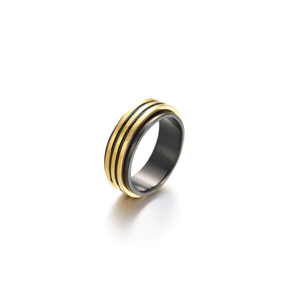 Wholesale Double Layer Gold Rotatable Men's Titanium Steel Ring