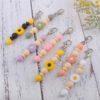 Wholesale Silicone Daisy Beaded Keychain