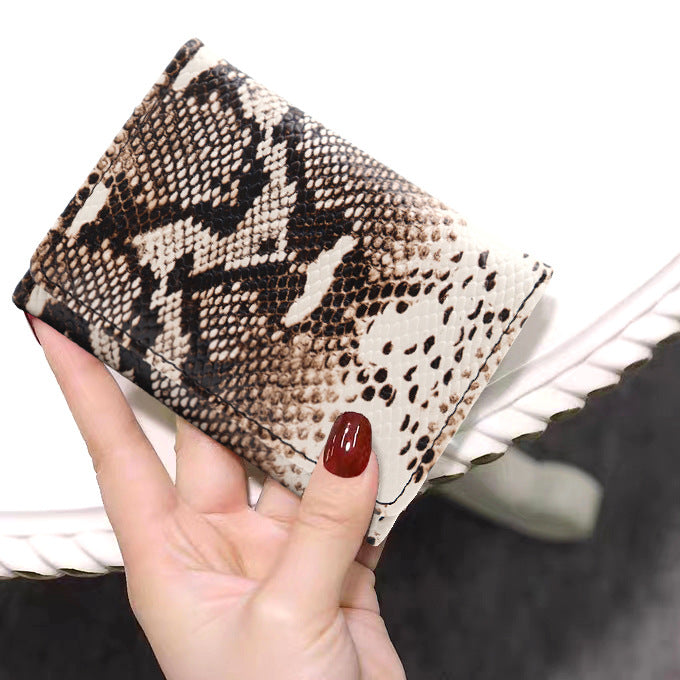 Wholesale PU Short, Ultra-thin, Multi Slot Snake Patterned Zero Wallet