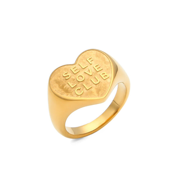 Wholesale Heart Shaped English SELFLOVECLUB Stainless Steel Ring