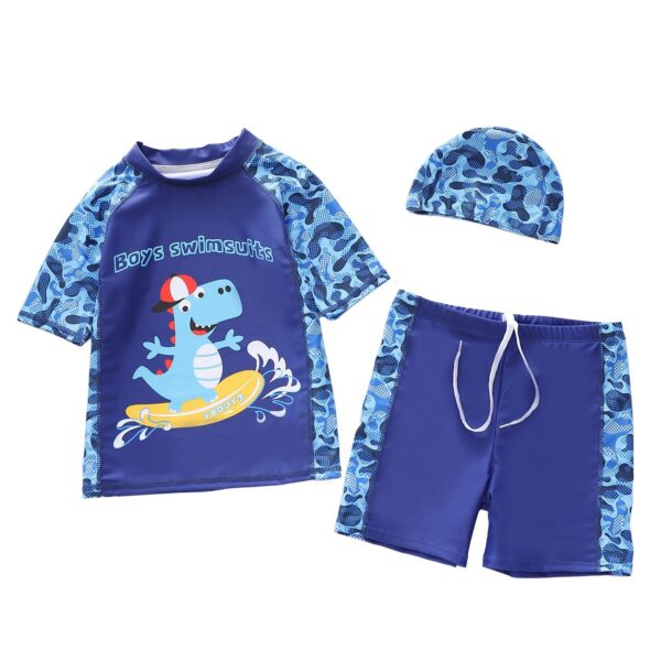 Wholesale Boys Two-Piece Polyester Swimwear 3-Piece Set