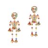 Wholesale Fashion Creative Exaggerated Skeleton Skull Diamond and Pearl Earrings