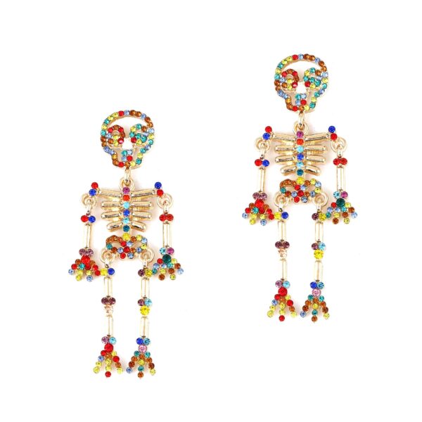 Wholesale Fashion Creative Exaggerated Skeleton Skull Diamond and Pearl Earrings