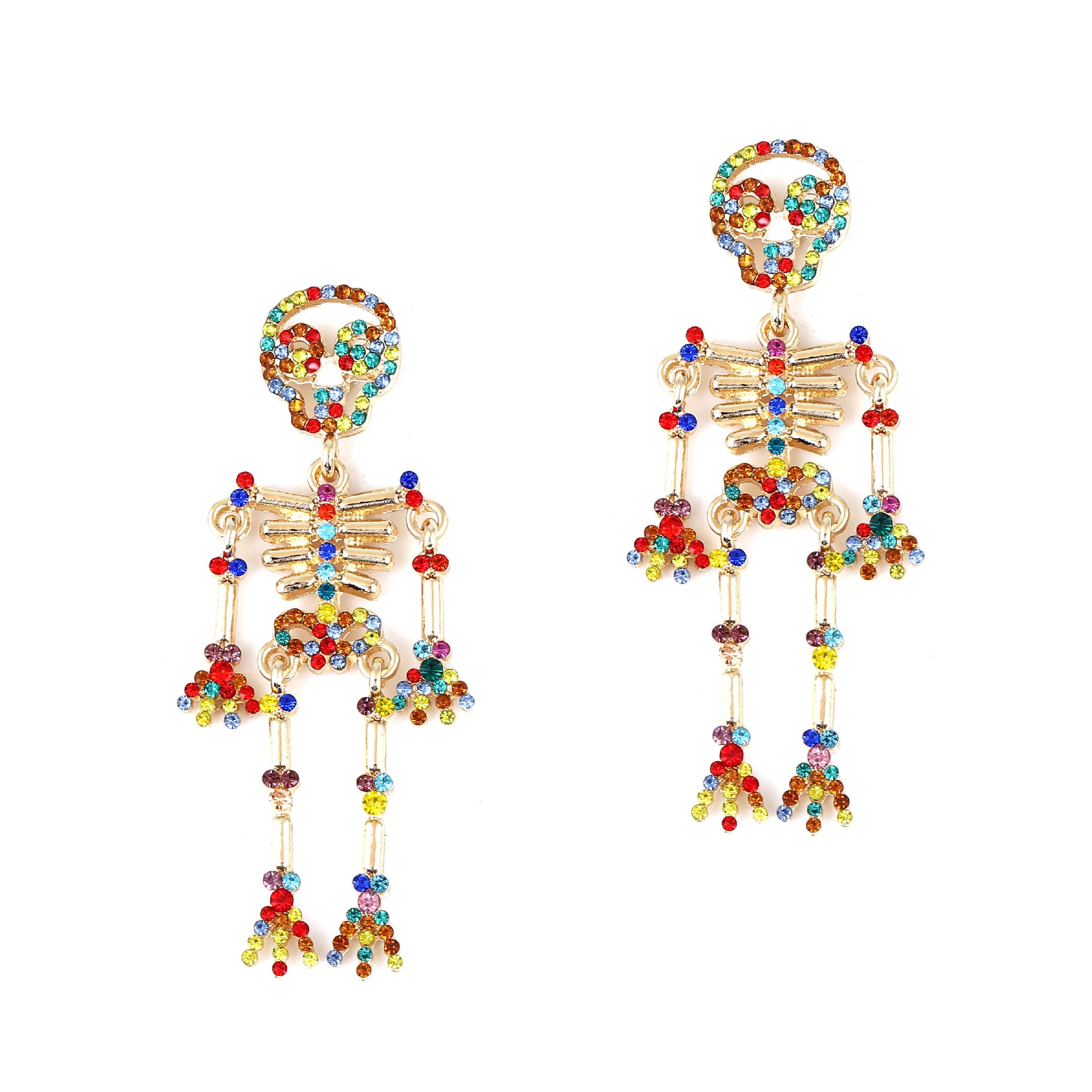 Wholesale Fashion Creative Exaerated Skeleton Skull Diamond and Pearl Earrings