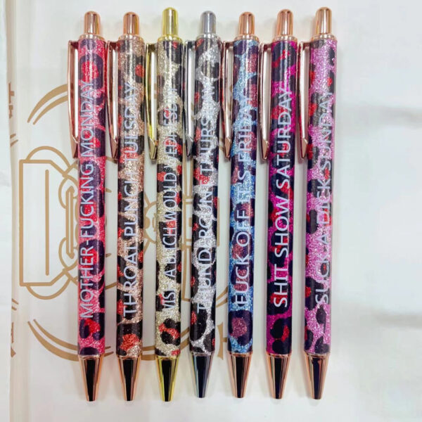 O1CN01hQMPDn1QcDMVo5GyI_3880241996-0-cib Wholesale Pens Funny Pens Leopard Print Metal Press Ball Pen Set