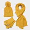 Wholesale Autumn and Winter Cold-proof and Warm Thickened Woolen Knitted Scarf and Gloves Three-piece Set