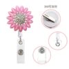 Wholesale Badge Reels Metal Sunflower Flower Diamond Retractable Keychain