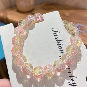Pink and yellow two-color glass bracelet