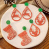Wholesale Christmas Santa Claus Acrylic Snowflake Elk Hollow Earrings