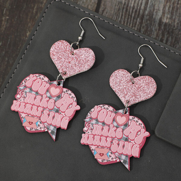 O1CN01hSS5QH1qyMbLGnWoW_2206372095564-0-cib Wholesale Valentine's Day Cartoon Pink Glitter Heart Hanging Letter Leather Earrings