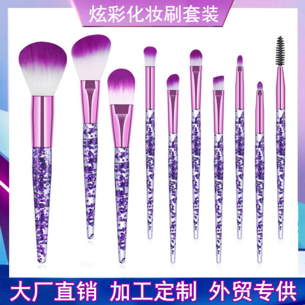Wholesale Crystal Handle 10 Makeup Brush Set Unicorn Scallion Powder Acrylic Makeup Brush