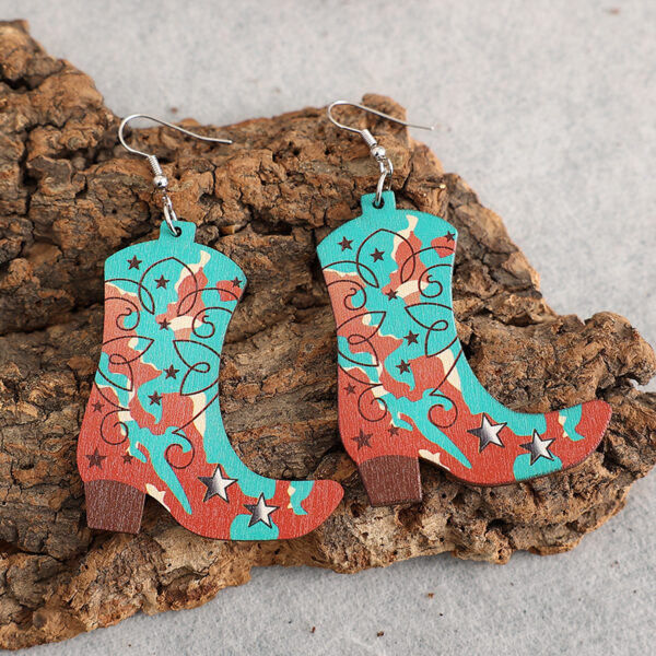 Wholesale Fur Textured Riding Boots Leather Earrings