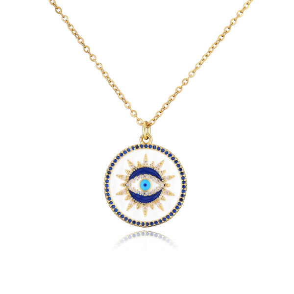 Wholesale White Devil's Eye Pendant Gold Plated Necklaces