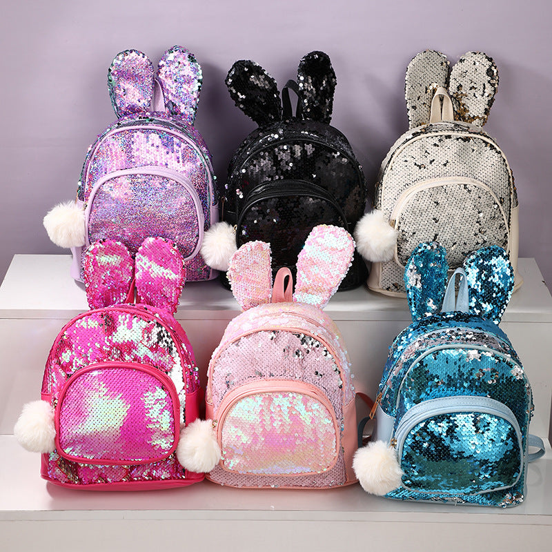 Wholesale PU Rabbit Sequin Kids Bag