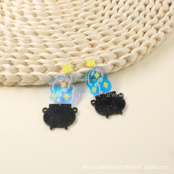 Wholesale Earrings Halloween Witch Alchemy Stove Super Sparkling Stars