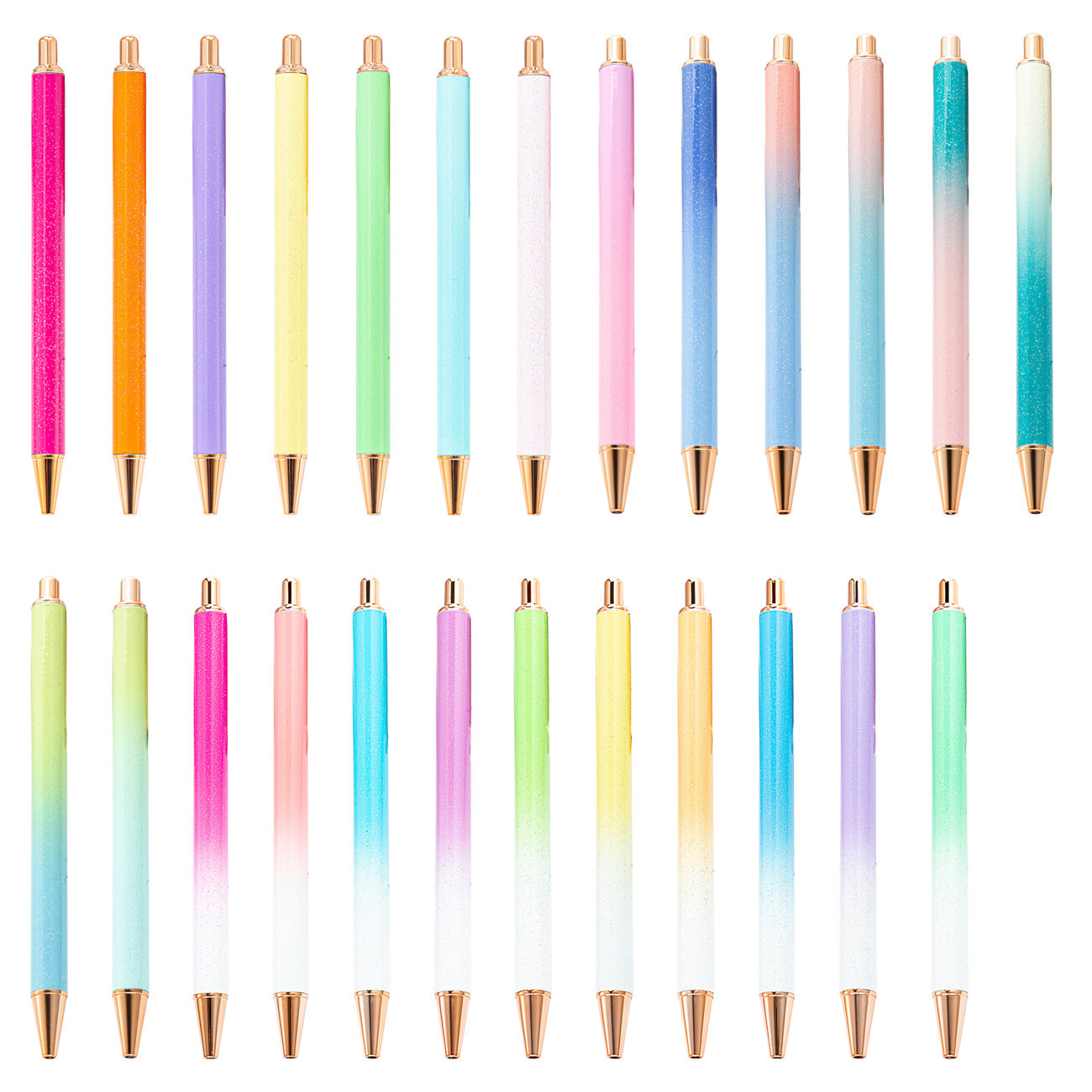 Wholesale Creative Glitter Printable Logo Metal Push Ballint Pen