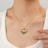 Wholesale 18K Gold Copper Micro Paved Emerald Love Heart Pendant Necklaces