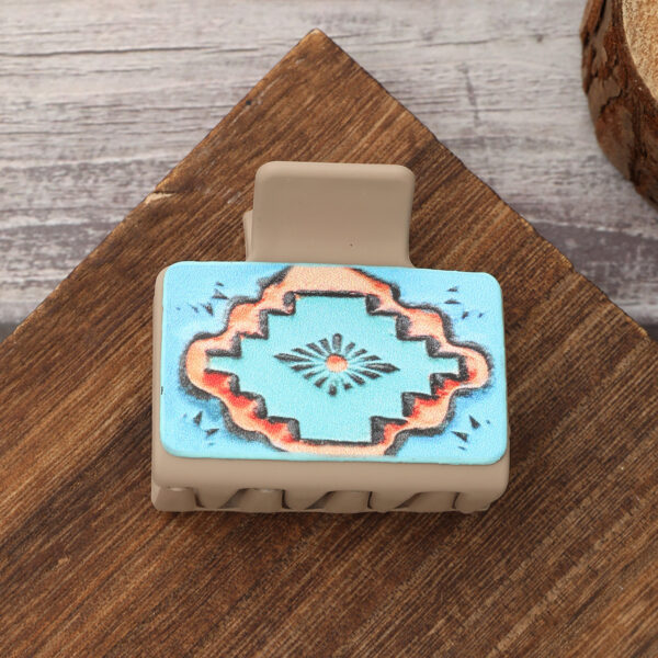 Wholesale Western Style Cactus Aztec Leather Hair Clip Shark Clip Combo