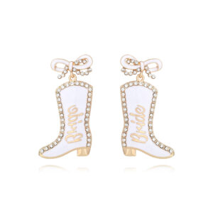 O1CN01hbb6fv2JjMVTZbRd6_3025409457-0-cib Wholesale bow drop oil diamond letter boots earrings personality Western style BRIDE letter denim boots earrings