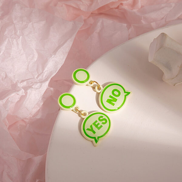 O1CN01hclDGB1onFca8MprG_2059265269-0-cib Wholesale Silver Needle Simple Dialogue YES NO Earrings