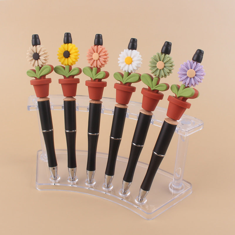 Wholesale Beadable Silicone Beaded Suower tted Wooden Beads Plastic Ballint Pen