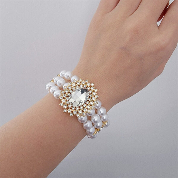 Wholesale Crystal Diamond Studded Multi Row Pearl Bracelets