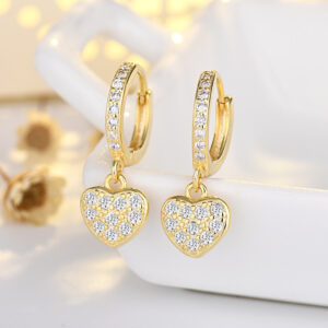 Full diamond heart-shaped ear Buckle (14K yellow gold)