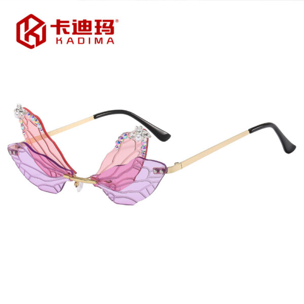 Wholesale New Frameless Dragonfly Diamond PC Sunglasses