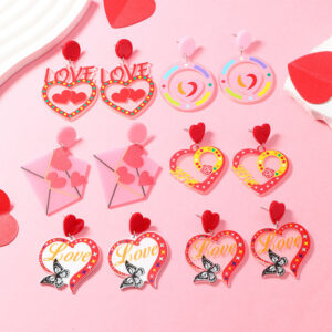 Wholesale Valentine's Day Pink Love Envelope Acrylic Earrings