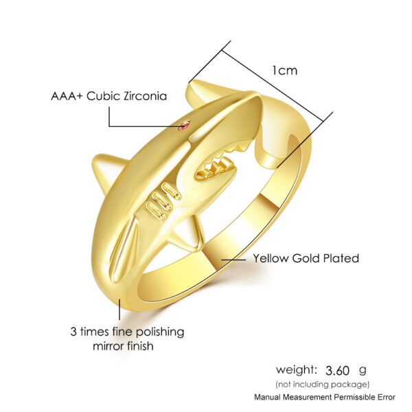 Wholesale Copper Gold Plated Shark Ring