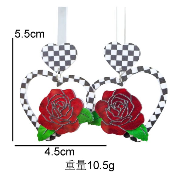 O1CN01hiLOTg1ZFcdpSTXfC_1794553165-0-cib Wholesale Acrylic Valentine's Day Love Rose Black and White Check Leopard Personality Retro Earrings