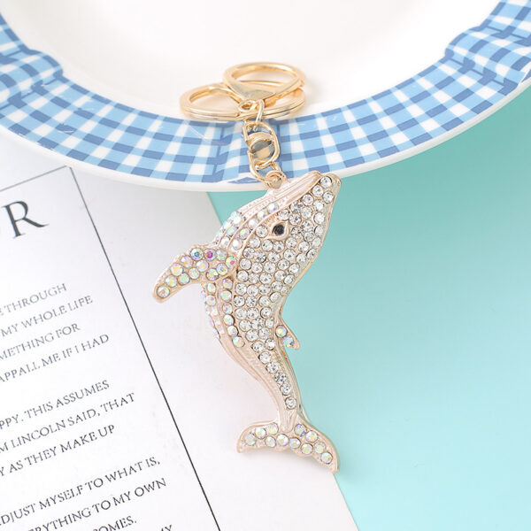 Wholesale Metal Rhinestones Dolphin Keychains
