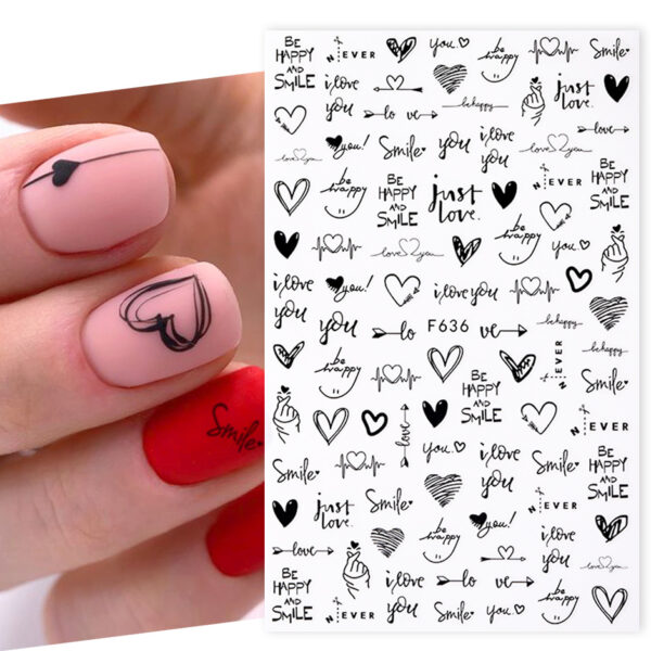 Wholesale Valentine's Day Heart Letter Plastic Nail Stickers