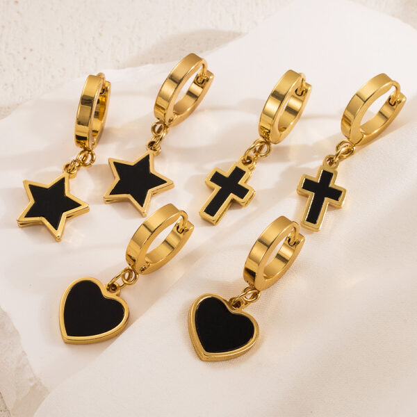 Wholesale Stainless Steel Pentagram Love Cross Earrings