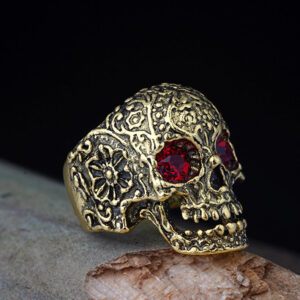 Wholesale Crystal Color Eyes Skull Open Adjustable Ring