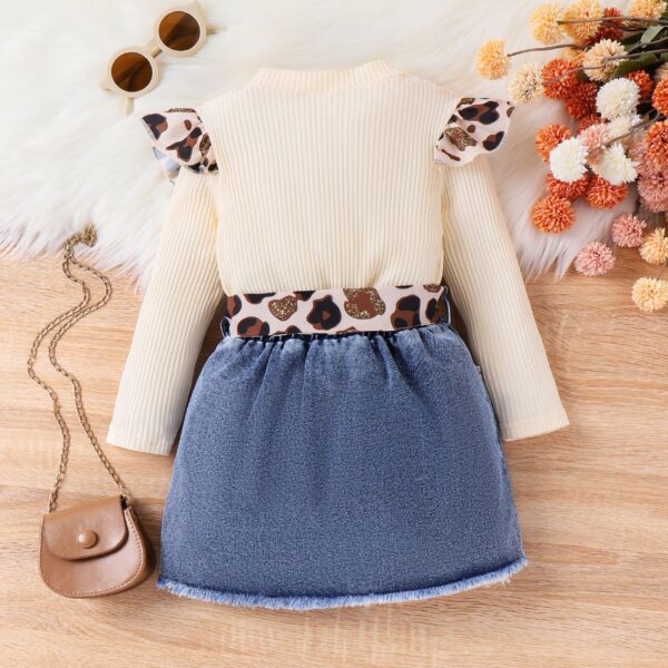 O1CN01hkZNw21v461h54Ali_2209644226118-0-cib Wholesale Autumn and Winter Top Patchwork Leopard Print Fly Sleeves Denim Ripped Hole Baby Clothes