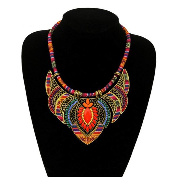 Wholesale Thick and Colorful Necklace Tribal Beaded Alloy Necklace