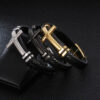 Wholesale Cross Mens Leather Alloy Bracelet