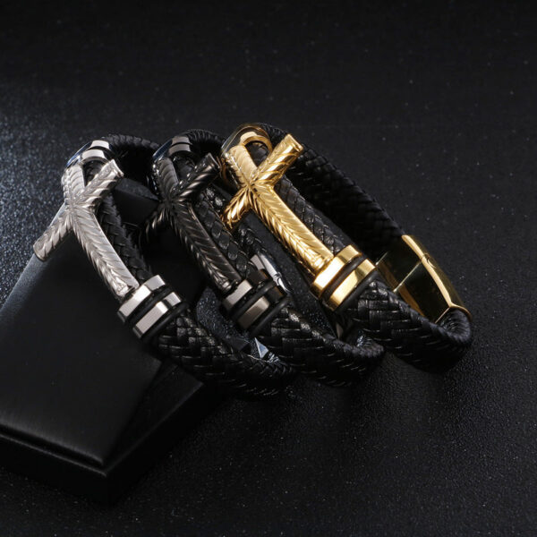 Wholesale Cross Mens Leather Alloy Bracelet