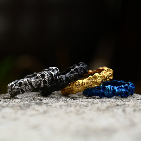 Wholesale Jewelry Stainless Steel Multicolored Skull Gothic Rings